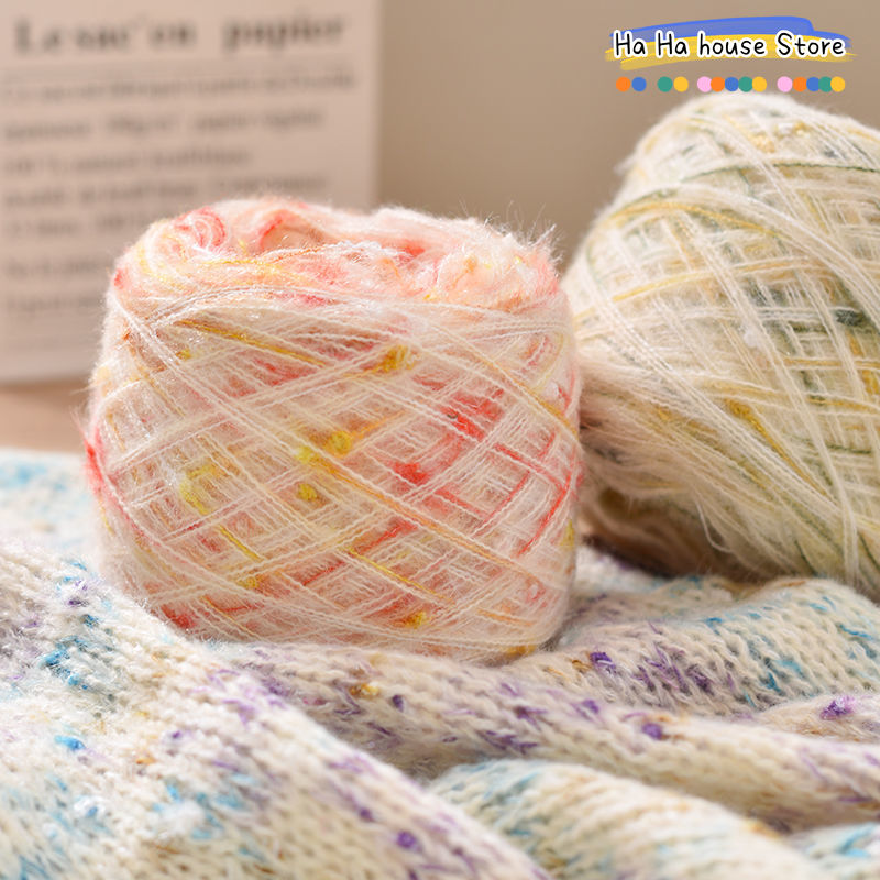 Gradient Cake Section Dyed Yarn Silk Section Dyed Mohair Yarn Hand Woven Wool Sweater Scarf DIY Hat Shawl Mohair for Crochet