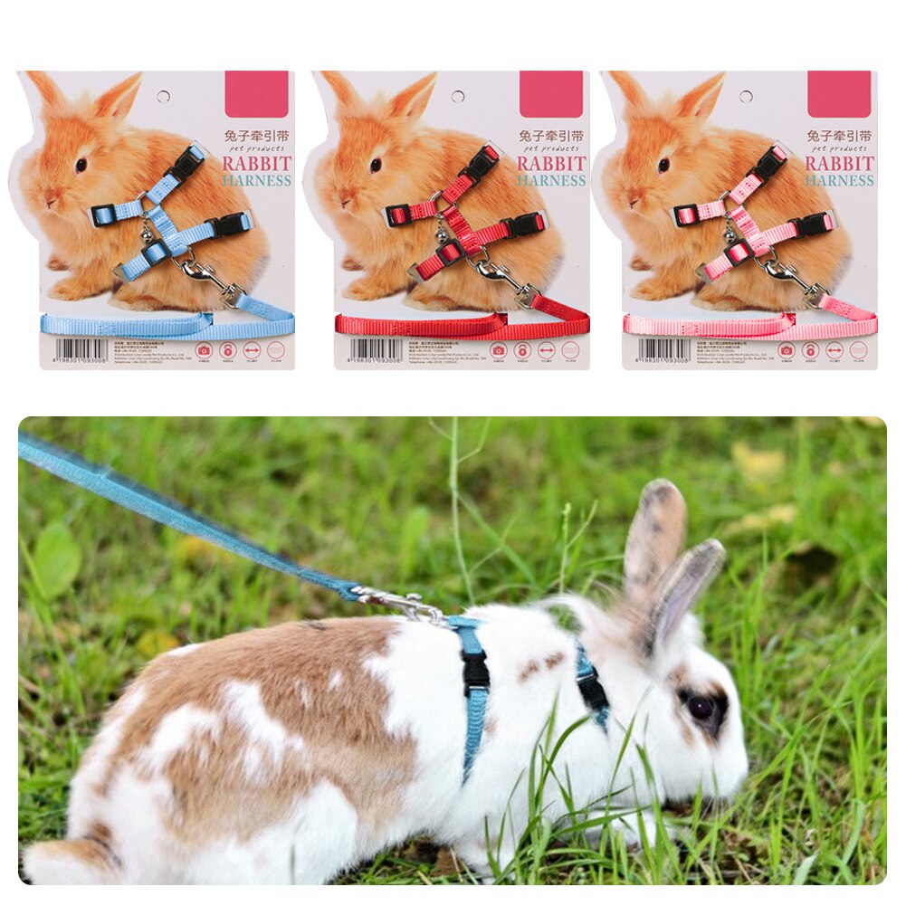 Polyester Adjustable 8shaped Soft Rabbit Harness Leash Guinea Pig Lead Rope Pet Chinchilla Leash Small Pet Traction Rope Running