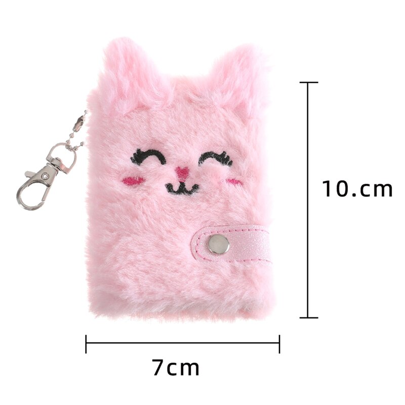 Carnet de notes en peluche chat mignon pour filles, Kawaii, pendentif, porte-clés, chats à fourrure, carnet agenda quotidien, carnet de notes, papeterie