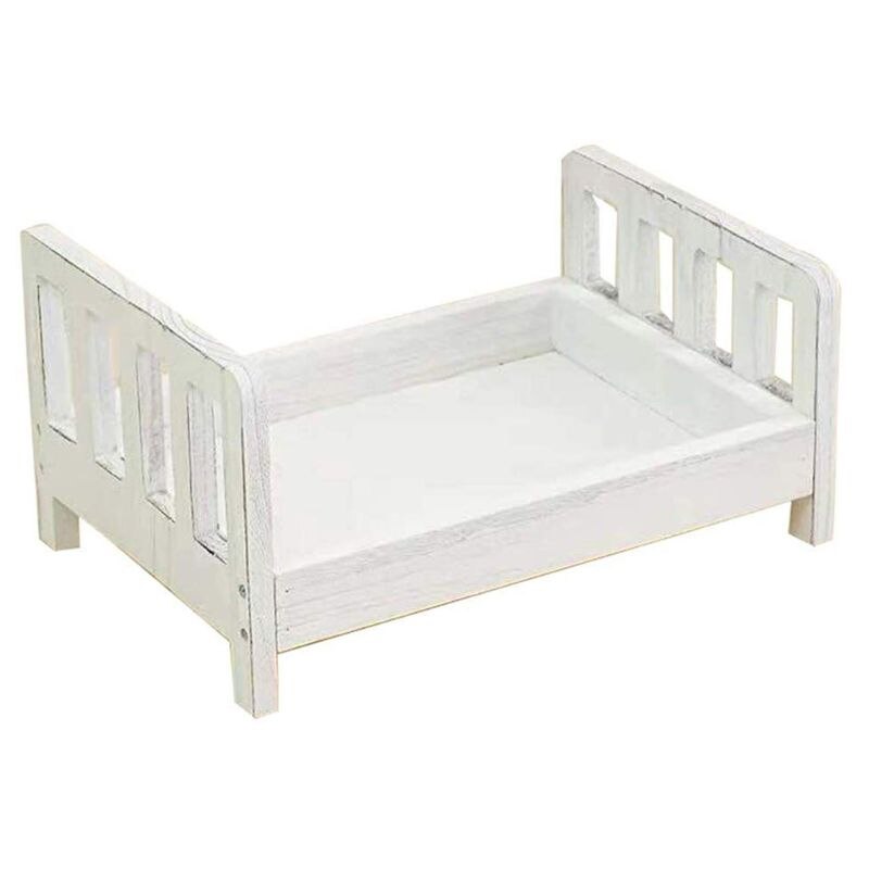 Accesorios de fondo para fotografía de recién nacido, cama desmontable de madera, accesorios para fotografía de bebé: Blanco