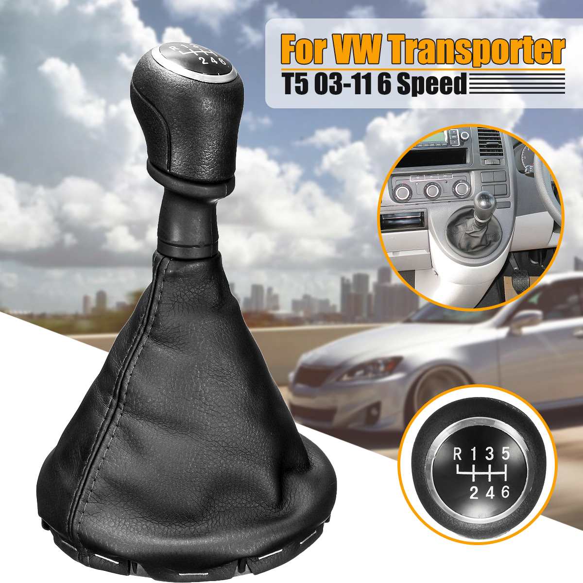 6 Speed Auto Gear Shift Shifter Knop Gearstick Gaiter Boot Cover Voor VW Transporter T5 T5.1 Gp 2003