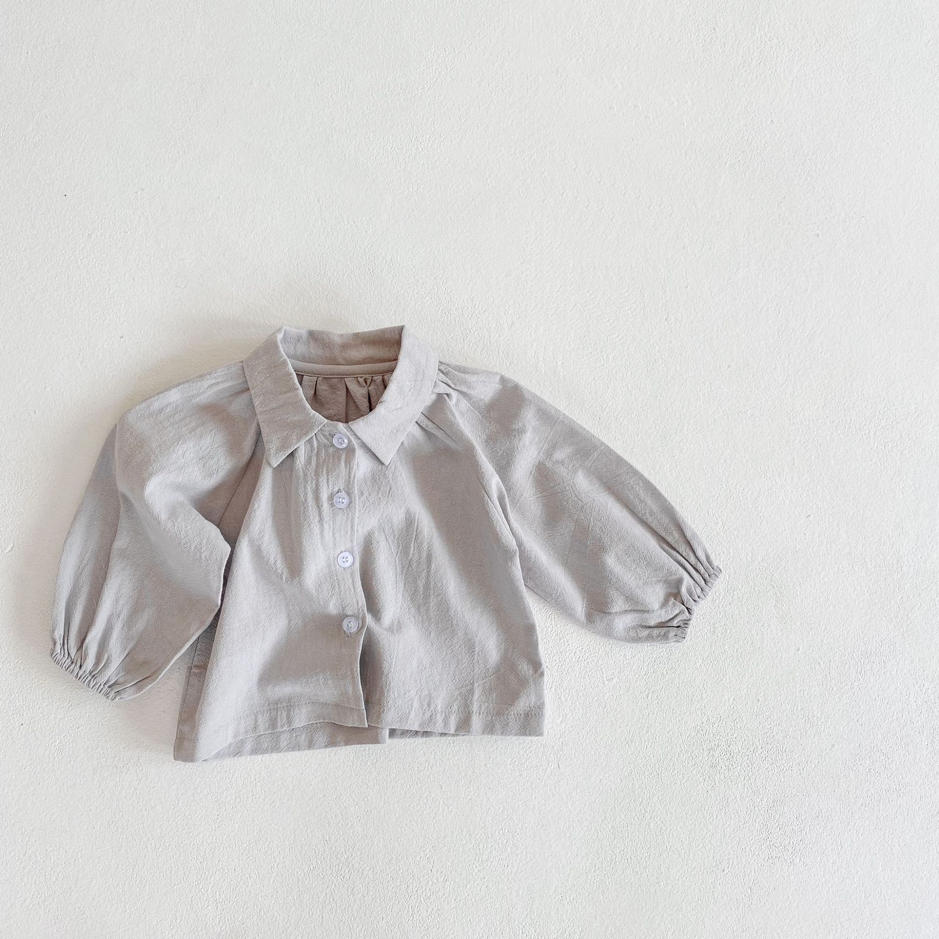 Spring Baby Girls Cotton Solid Color Casual Long-sleeve Shirts Kids Casual Soft Tops Baby T Shirts: gray / 73