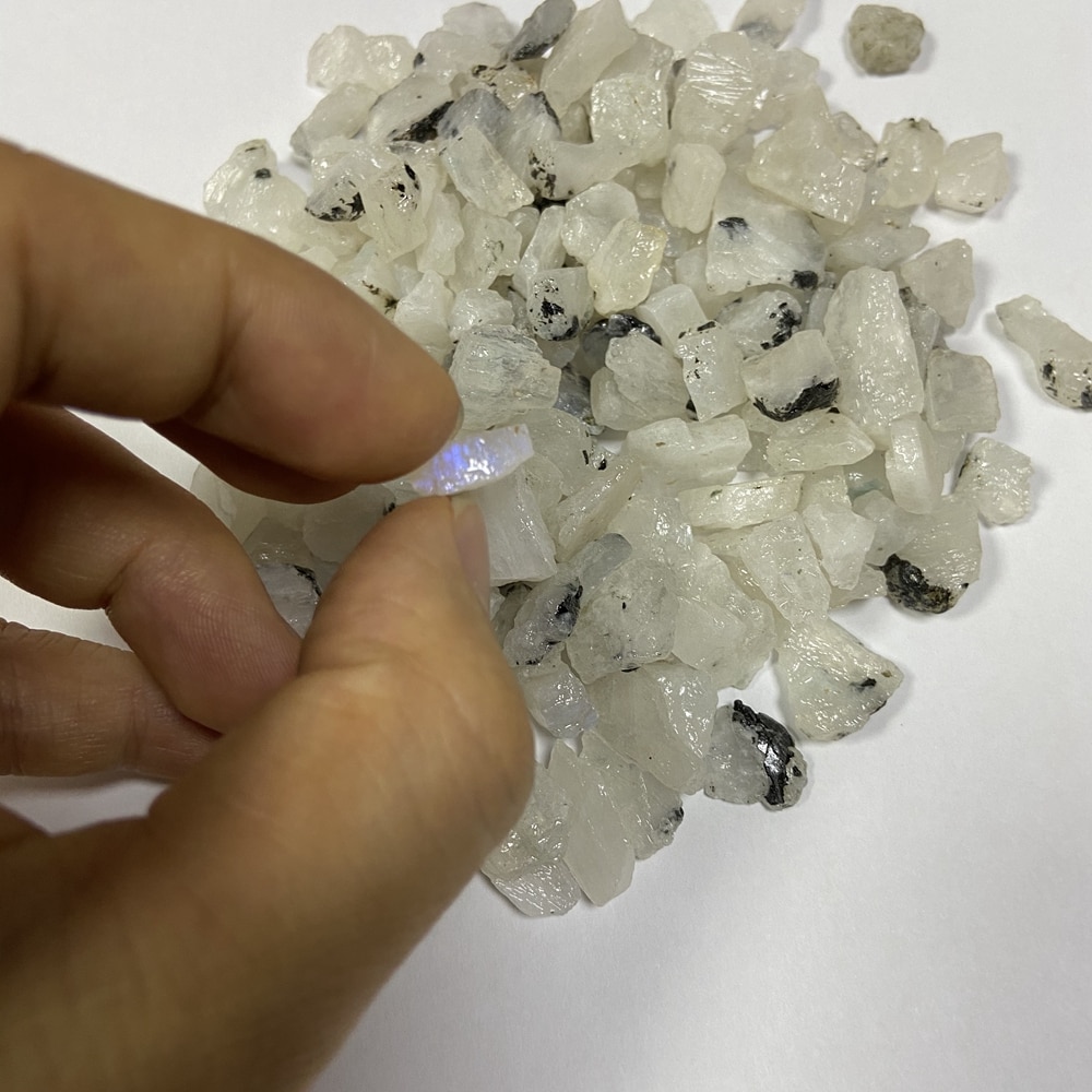 100 Grams /bag 100% natural moonstone rough gemstone uncut white blue moon stone material for