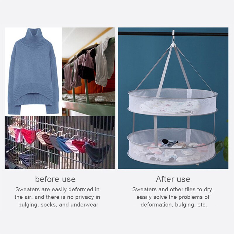 Rand Single-Layer Kleren Mand, Double-Layer Vouwen Grote Kleding Netto, wind-Proof Rack Kleding Netto Zak Kleren Drogen Mesh