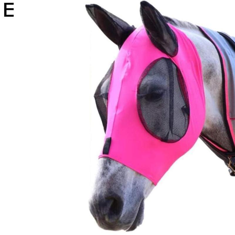 Anti-Fly Mesh Equine Mask Horse Mask Stretch Bug Eye Horse Fly Mask with Covered Ears Horse Fly Mask Long Nose with Ears: E