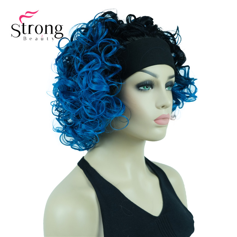 Blonde Highlights Short 3/4 Women's Synthetic Wigs Hairpiece Curly Hair Piece with Headband COLOUR CHOICES: OMBRE