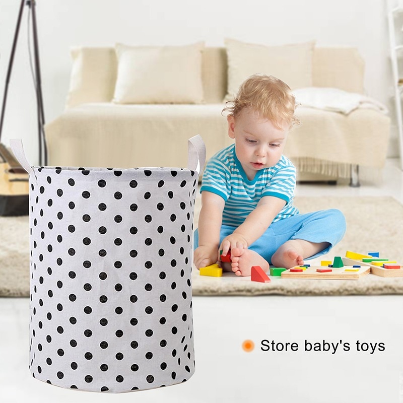 Laundry Organizer Basket Canvas Waterproof Large Capacity Laundry Hamper Dirty Clothes Storage Bag Toy Home Storage Bin 34x40cm