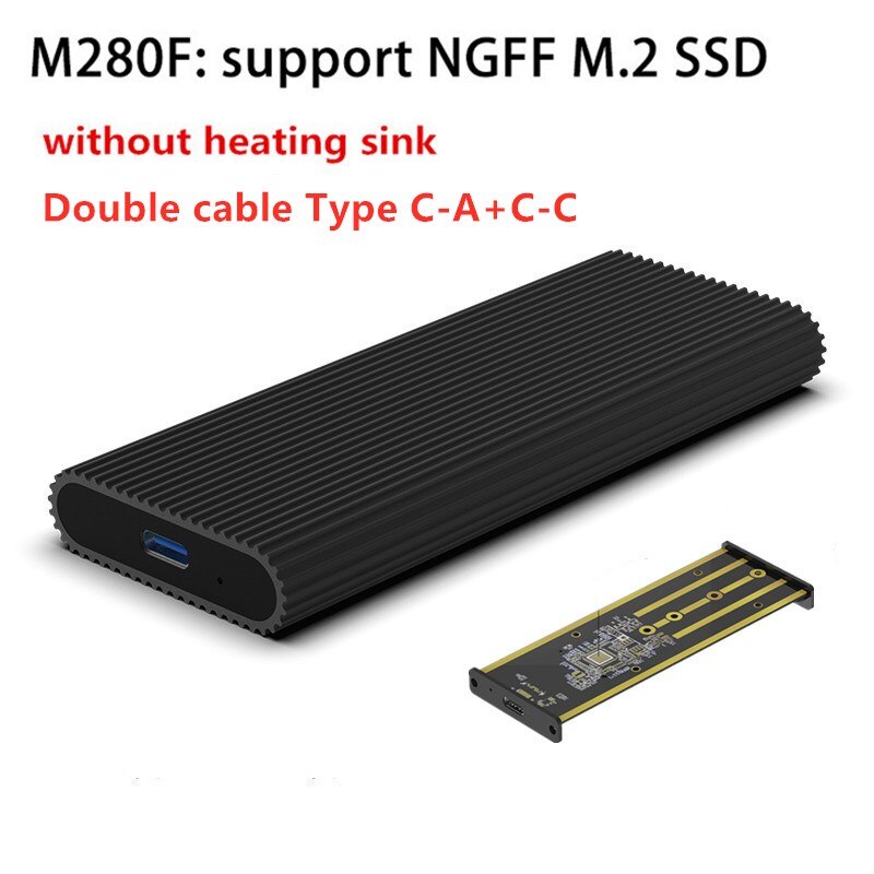 M.2 SATA NGFF m.2 ssd caso portatile SSD Hard Disk Enclosure Tipo c USB 3.0 2242/2260/2280 SSD Enclosure alluminio SSD Caddy: M280F-C-A.C-C