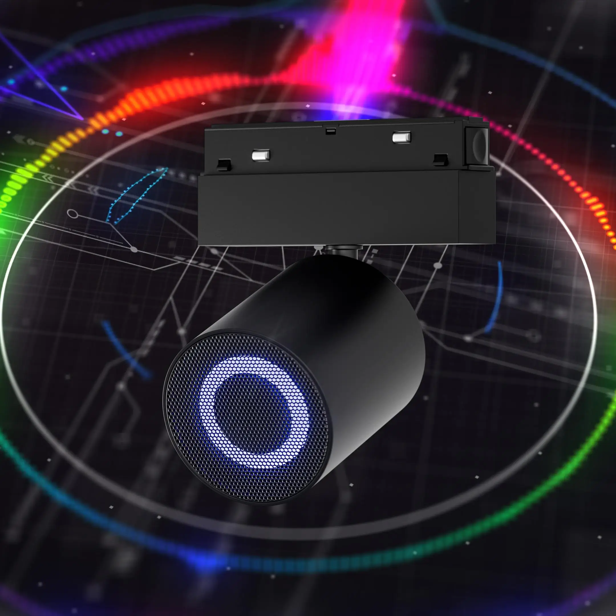 Trilha Alto-falante Bluetooth Pequena Mini Caixa de Som 360 ° Som sem fio reprodutor de áudio alto-falante jogo luz de pista magnética BT 5.4