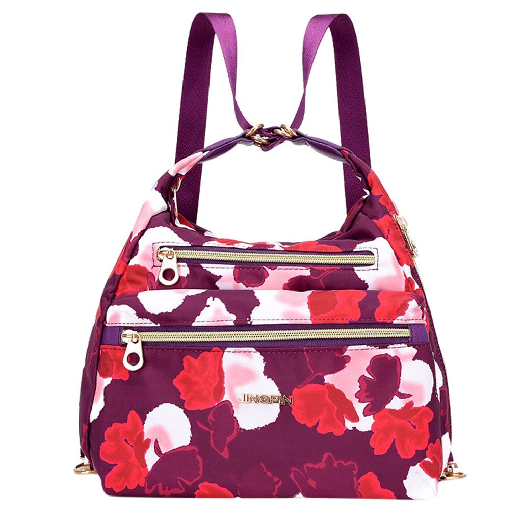 Sac à dos imperméable à l'eau de grande capacité pour femmes pour adolescentes sac d'école en Nylon: Red