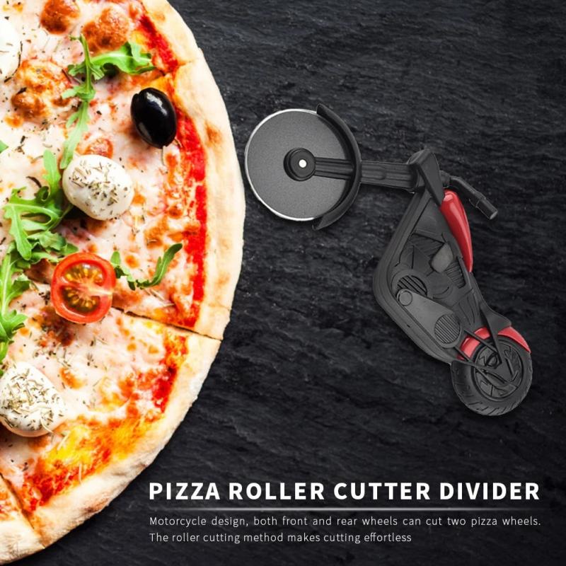1Pc Pizza Roller Pizza Wielen Schaar Motorcycle Shape Pizza Cutter Plastic Taarten Divider Rvs Cake Slicer