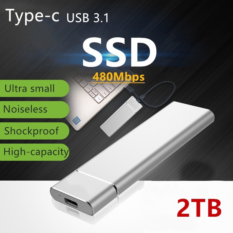 Ssd High-Speed Mobiele Ssd Zilver Kleur 2T Stabiele Supply Usb 3.1