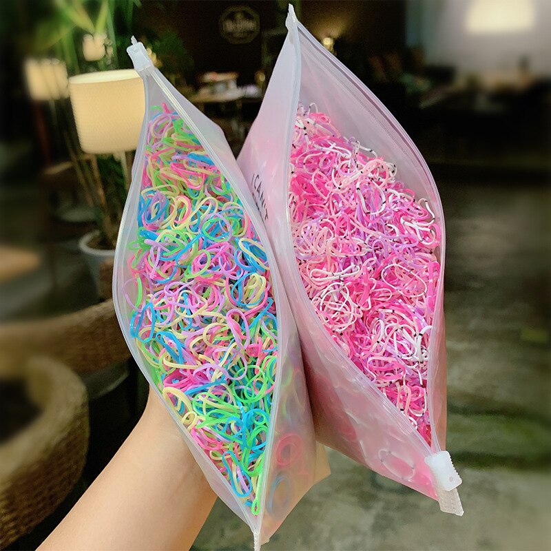 1000 Pcs/Set One Time Mini Rubber Bands Kids Headwear Women Hair Bands Scrunchie Hair Rope Braiding Transparent Hair Accessories