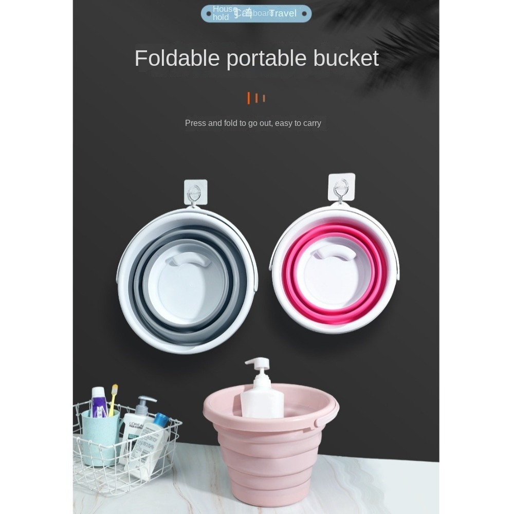 5/10L Portable Folding Bucket Water Storage Lightweight Thickened Silicone Bucket Multifunctional Save Space Kitchen Camp Bucket