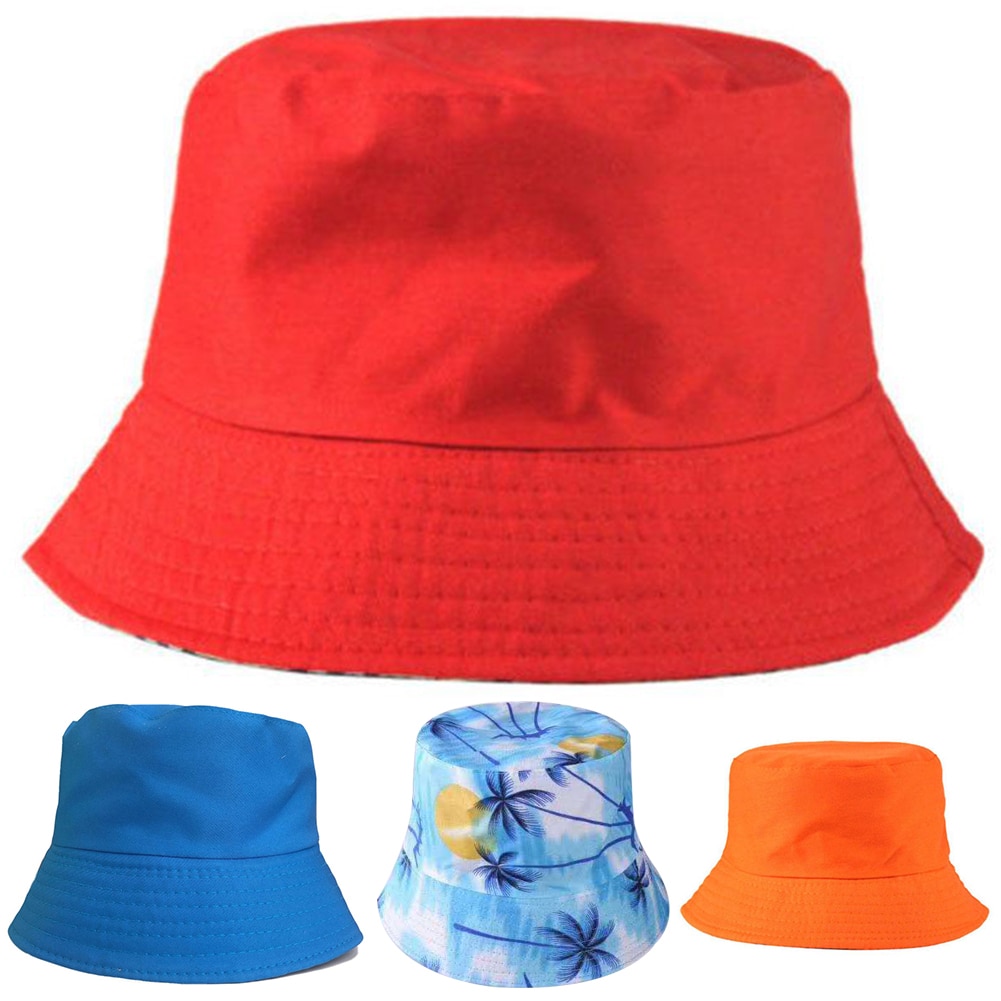 sombrero con forma de cubo de Panamá para hombre y mujer, gorra con forma de cubo de verano, Color sólido, árbol de coco, sombrero con estampado plano, sombrero Bob, sombrero de pescador pescando de Hip Hop