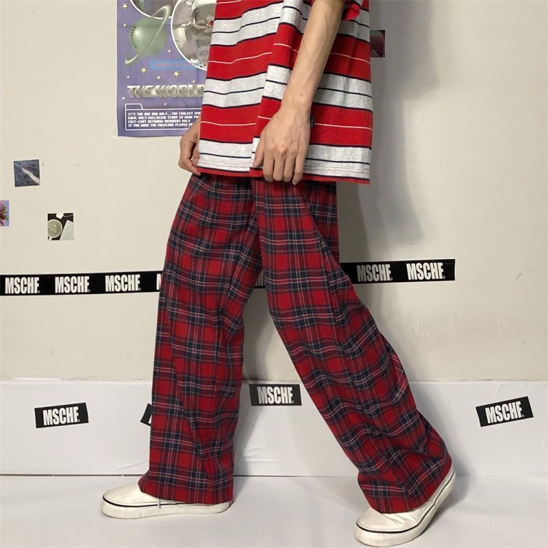 saferido Y2k Vintage Baggy Plaid Pants Man Oversized Korean Fashion Harajuku Japanese Style Streetwear Gyaru Check Trousers