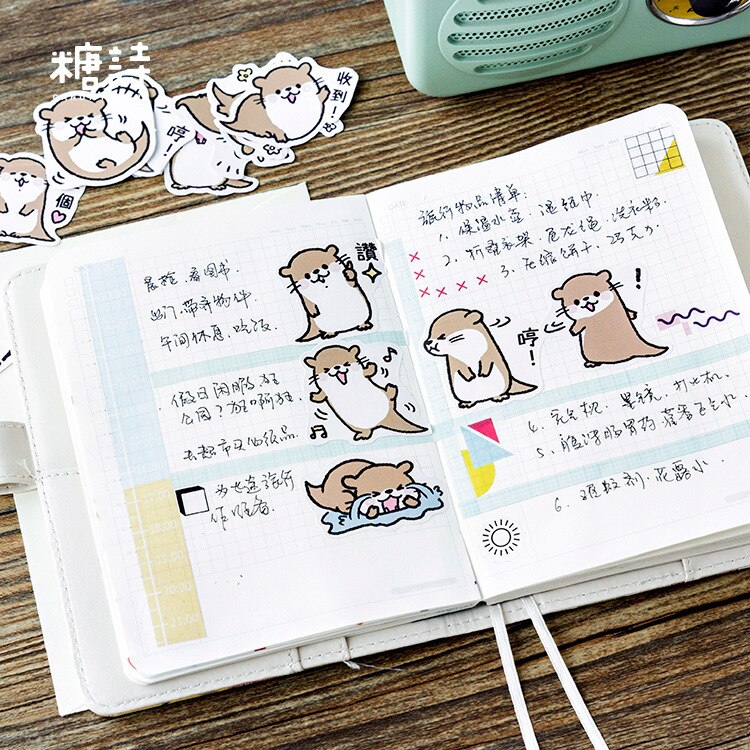 Mohamm søt dyr oter maskering klistremerker scrapbooking dagbok japansk skrivesaker papir deco skoleutstyr