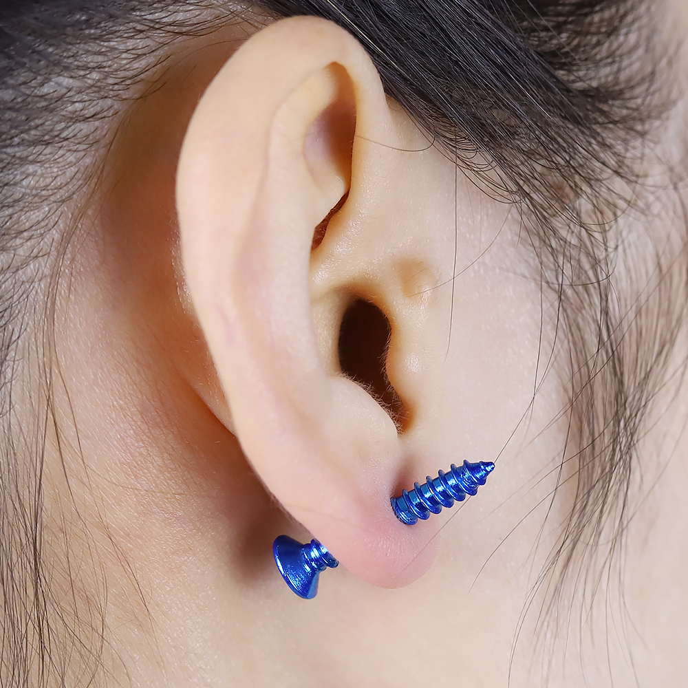 Punk gothic rostfritt stål skruv örhängen för män svarta gyllene örhängen pendientes hombre bijoux smycken kvinna tillbehör