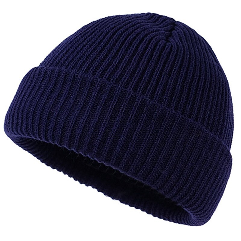 9 farver unisex hue hue ribstrikket vinterhue med manchet varm kort hue ensfarvet kalot baggy til voksen hue: Nb