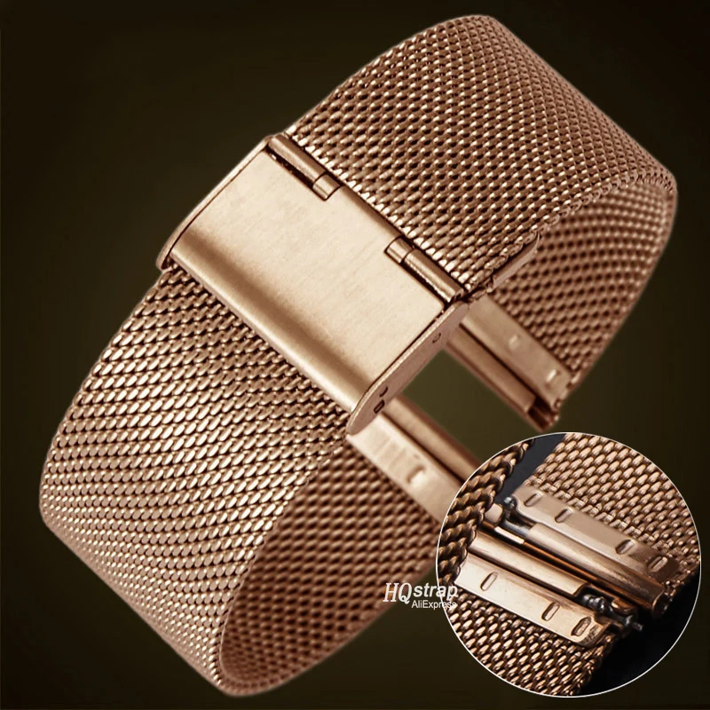 Correa de reloj milanesa 1,0/0,6/0,4, 18mm, 20mm, 22mm, correa de repuesto Universal de acero inoxidable para pulsera Seiko para pulsera de rol: BLACK WHITE / 12 mm