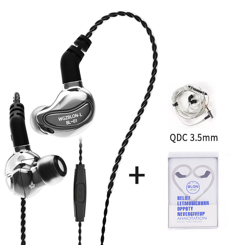 AK BLON BL-01 BL01 10mm Biological Fiber Diaphragm In Ear Earphone bl01 bl03 Sport Earphone BL03 BL05 BL05S blon max bl-max iems: Silver mic cable