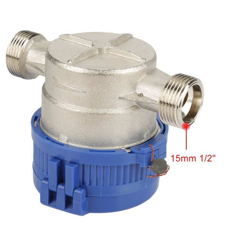 15mm 1/2 inch Cold Water Meter with Fittings for Garden &amp; Home Usage