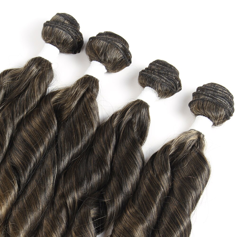 Soku Funmi-pelo sintético rizado, degradado, negro, marrón, de 16 a 18 pulgadas, tejido de manojo de extensiones de cabello, fibra resistente al calor