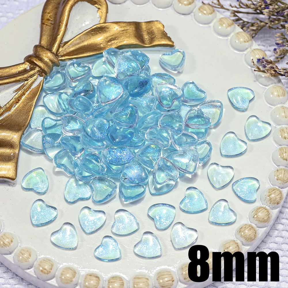 Abalorios transparentes de resina 3D para decoración de uñas, abalorios de corazón de amor, 4mm/6mm/8mm, 100 piezas: TRANSPARENT