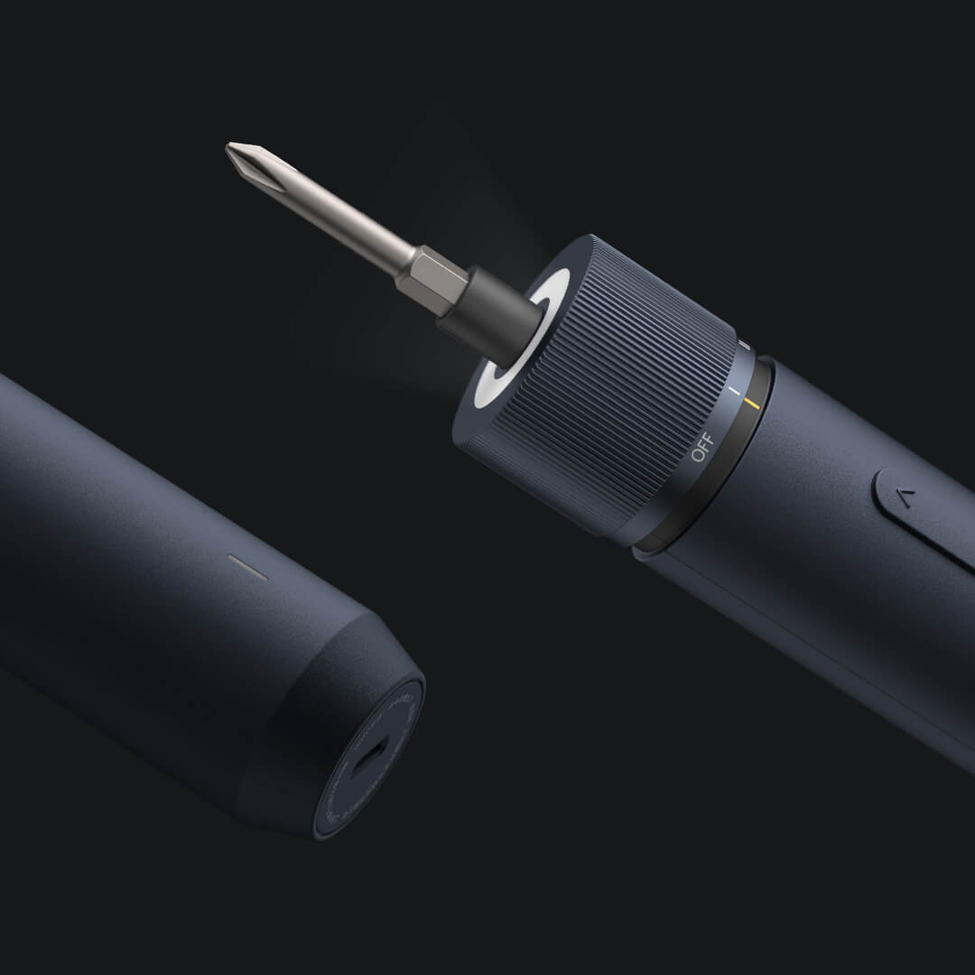 HOTO Monkey Straight Handle Electric Screwdriver Set Torque Adjustment Type-C Charging LED Lighting Aluminum Alloy Storage Tube