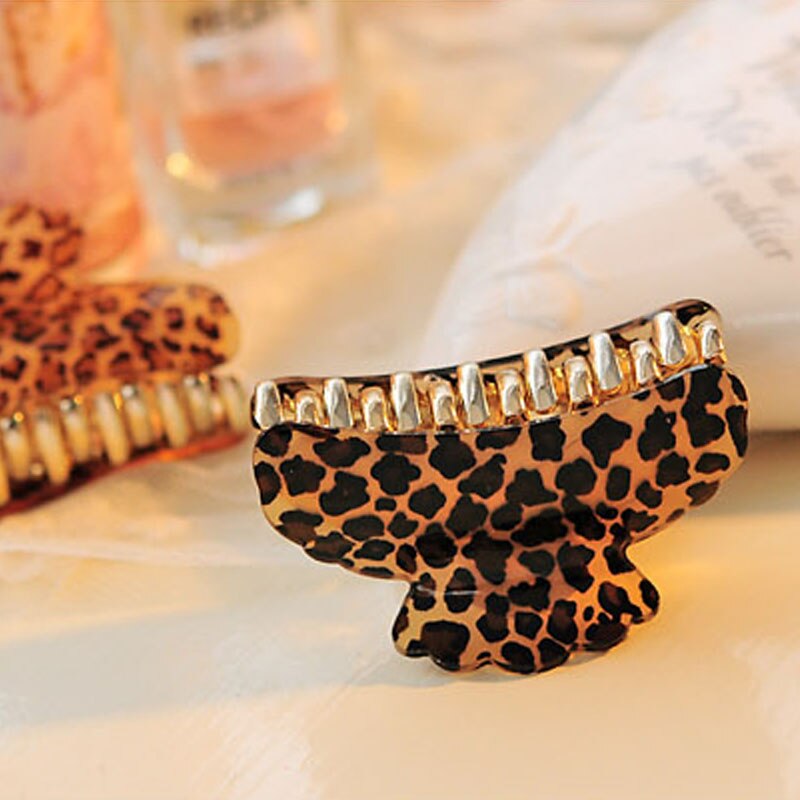 Store små plastik arcylic leopard hår kløer til kvinder hårspænder piger hårnåle klør klemme banan hår værktøj