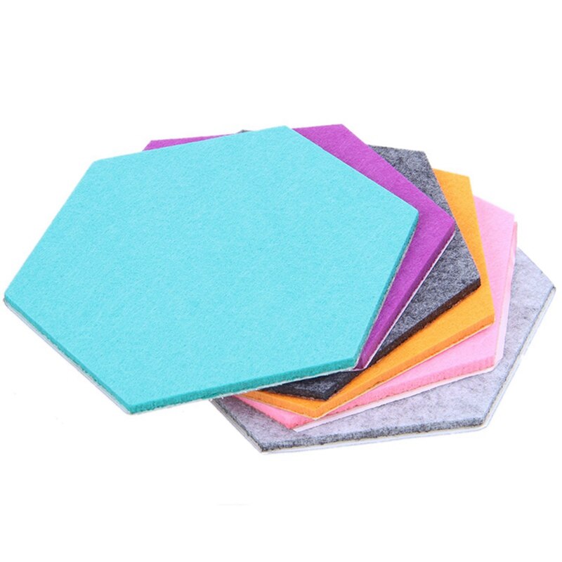 Set Van 6 Hexagon Vilt Pin Board Zelfklevende Bulletin Memo Foto Kurk Boards Kleurrijke Foam Muur Decoratieve Tegels Met 6 Pushp