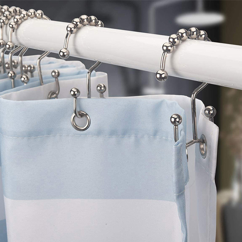 Shower Curtain Hooks Double Sided Bathroom Curtain Metal Hooks Rings for Bathroom Shower Rod Curtains