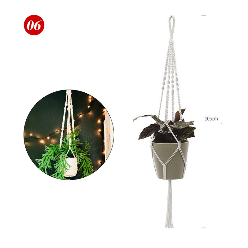 Pot de Fleurs Suspension pour Plantes en Macramé pour Jardin et Cour, Panier Suspendu Fait à la Main pour Décoration Murale: 06