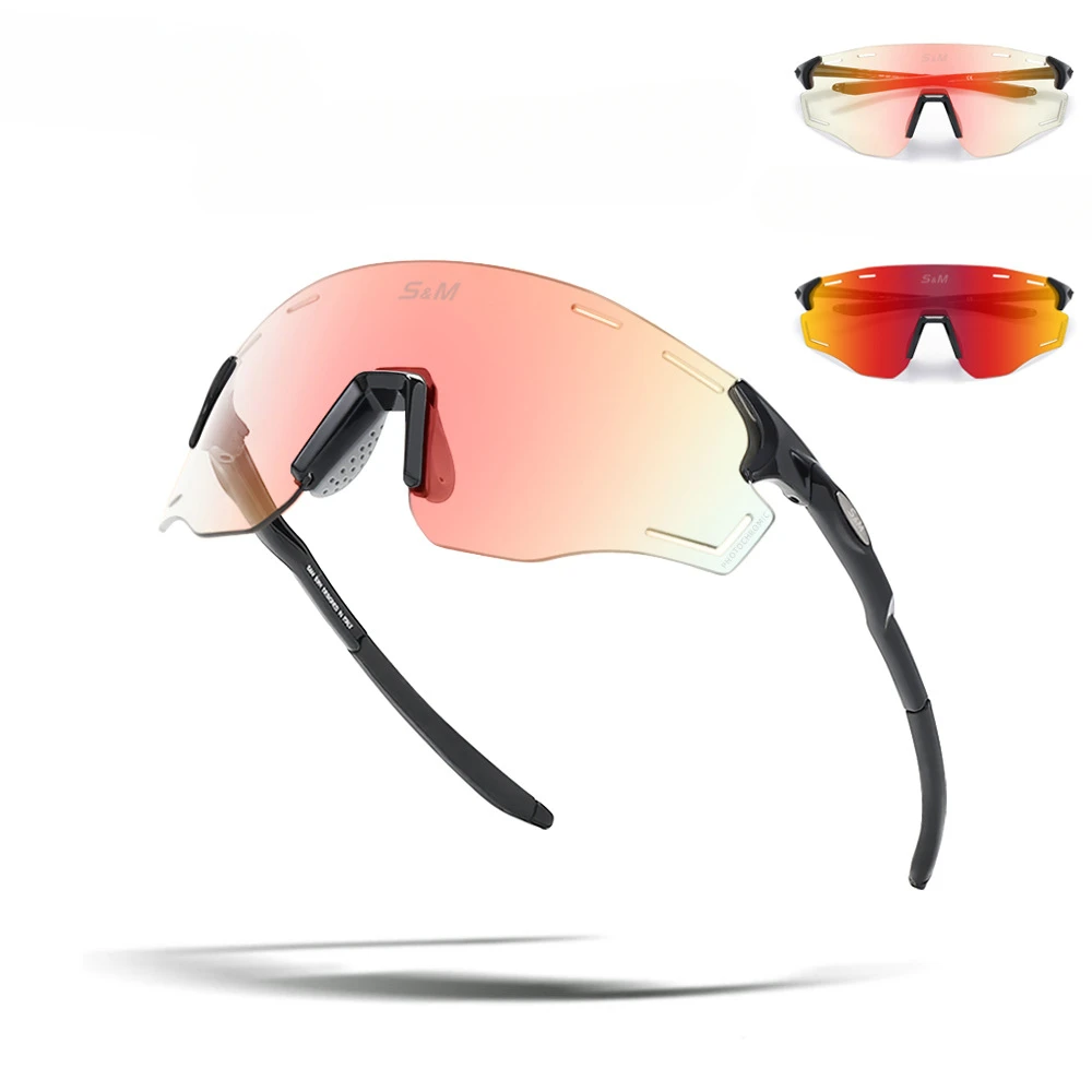 Gafas de sol deportivas polarizadas para motocicleta, lentes de luz polarizadas transparentes que cambian de Color, módulo Multicolor, venta de verano: Negro