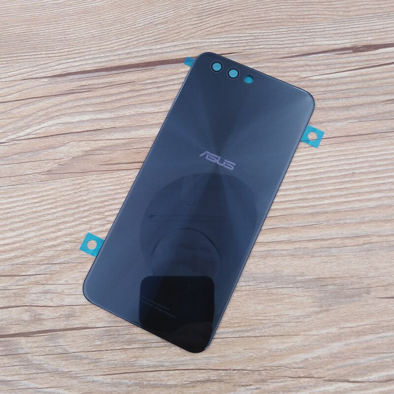 Neue Zurück Glas Batterie Abdeckung Hinten Tür Gehäbenutzen fallen Reparatur Ersatz Teile Für ASUS Zenfone 4 ZE554KL &Ampere; Klebstoff Aufkleber + Logo: Schwarz