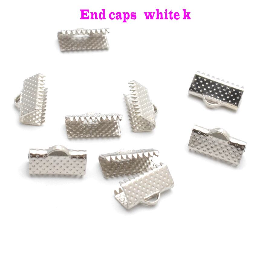 Jewelry Findings Diy 6/10/13mm Crimp beads cove clasps Cord End Caps String Ribbon leather Clip Foldover DIY: L / WHITE