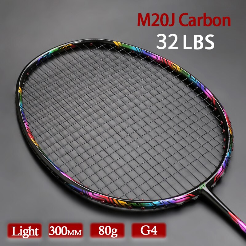 Max Tension 32LBS G4 Strung Badminton Rackets Full Carbon Fiber Training Racquet Ultralight 4U 80g Bag Speed Sports