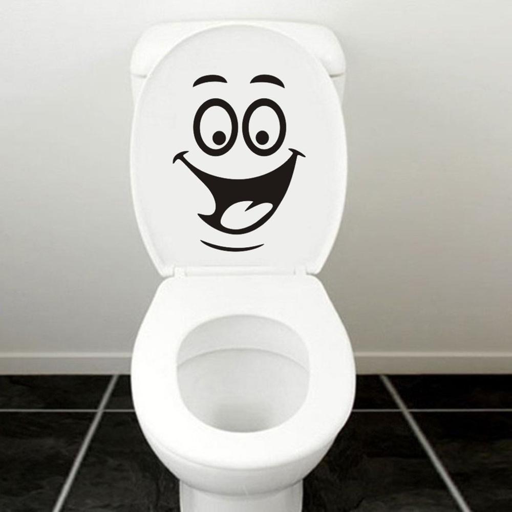 Funny Toilet Iid Decor Smiley Face Bathroom Decal 1 Set Home Decors Waterproof Poster DIY Wall Stickers Removable