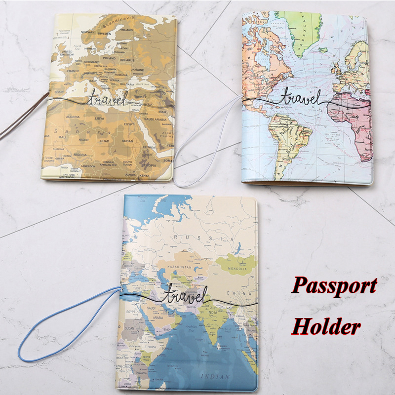 Creatieve Wereldkaart Paspoort Cover Wallet Bag Id Adres Holder Draagbare Pu Lederen Boarding Wallet Case Travel Accessoires