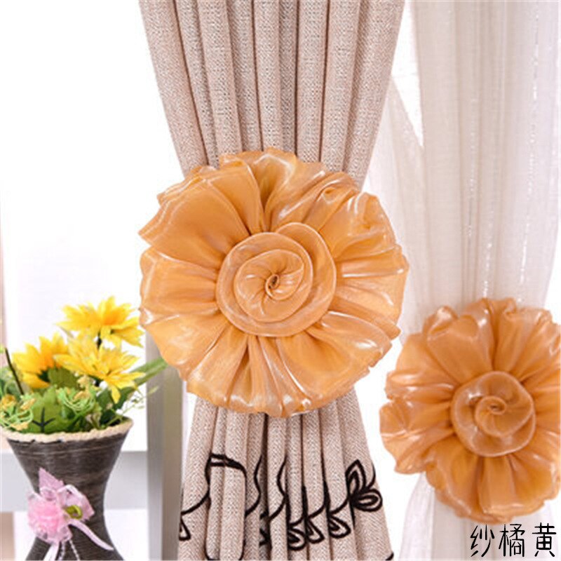 Moderni violetti perinteinen kiinalainen auringonkukka punainen kukka verhopidike verhotarvikkeet koriste verho solmiot cp -hm371*3: Keltainen kukka