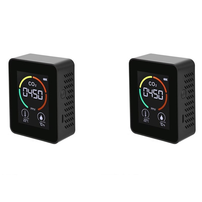 JHD-2Pcs Air Monitor CO2 Kooldioxide Detector Lucht Temperatuur Vochtigheid Monitor Snelle Meting Meter Voor CO2
