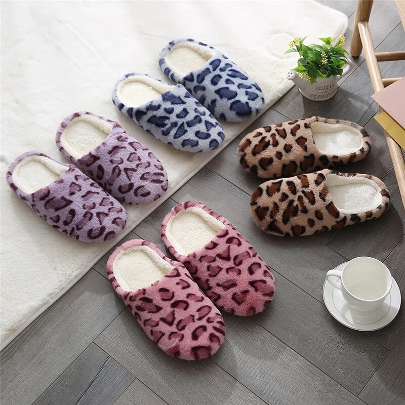 Mannen Vrouwen Zachte Bodem Thuis Slippers Luipaard Print Indoor Floor Slippers Antislip Schoen Voor Slaapkamer Huis Slippers Warme schoenen