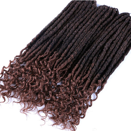 Dula A Bohemian Crochet Braids Faux Locs Curly Crochet Hair 18inch 24 Strands Ombre Braiding Extensions Synthetic Hair: T1B/30 / 1Pcs/Lot