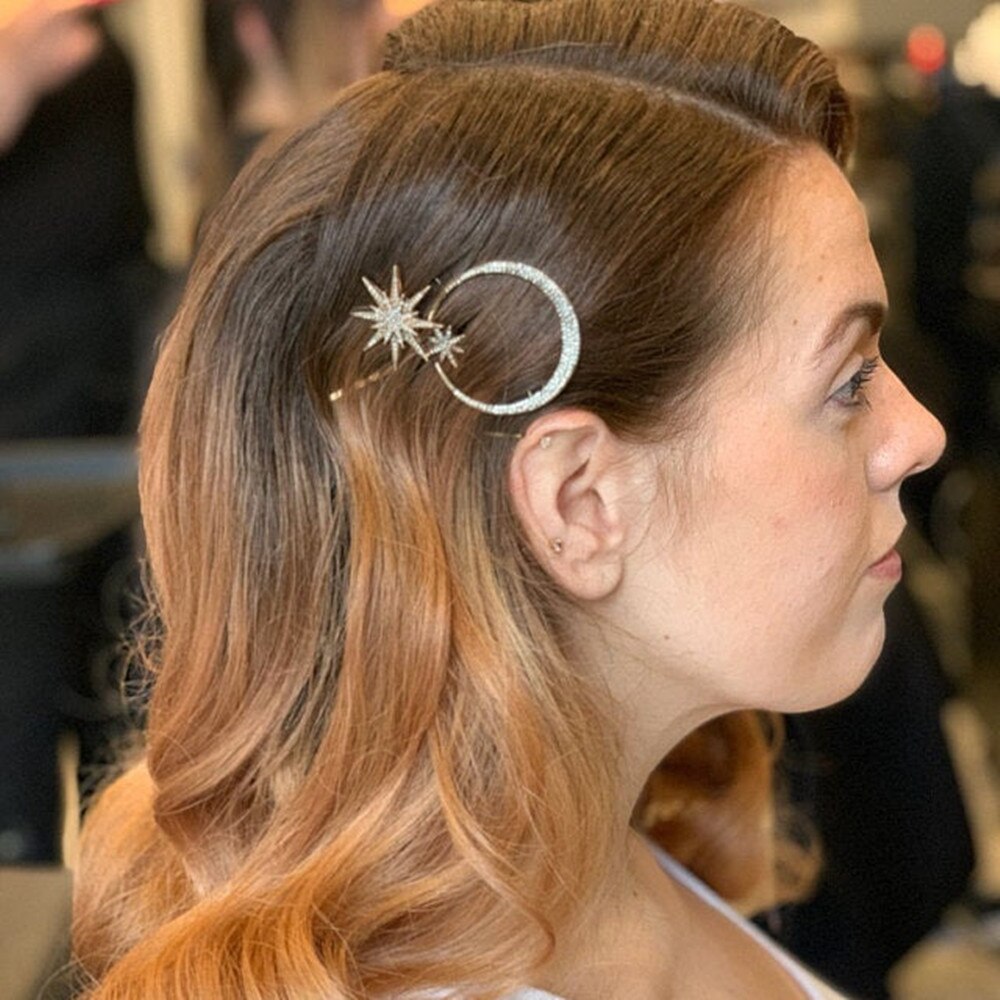 1/3 stk moon star rhinestone hårklemme metal hårnål kvinder pige bang side hårgreb hårspænde hovedbeklædning gør-det-selv styling tilbehør juvel