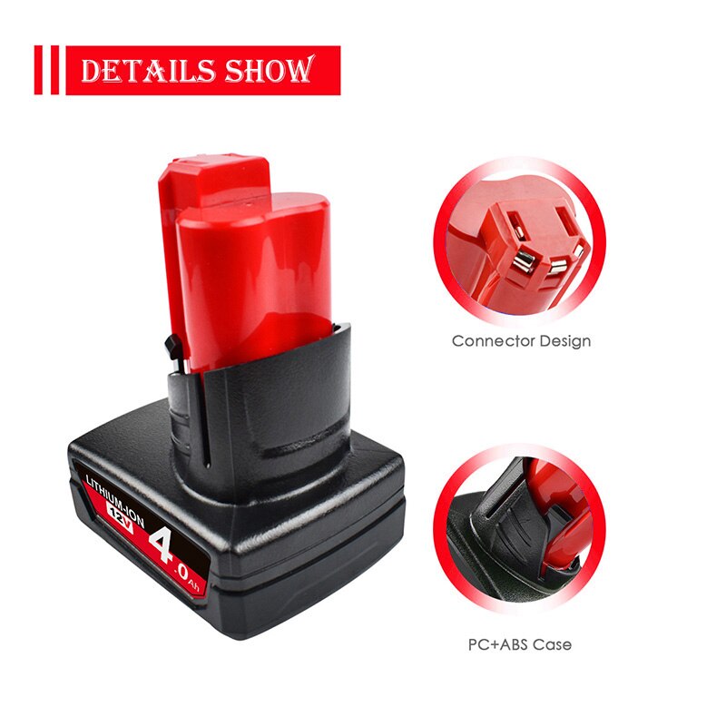 12v 6.0ah milwaukee-yhteensopiva litiumioniakku  m12 xc 48-11-2420 48-11-2450 48-11-2460 48-11-2411 akkutyökalut  l50