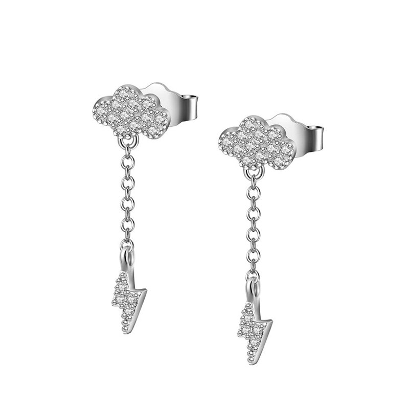 ROXI Nette Wolken Blitz Halbmond Mond Band Ohrringe für Frauen freundlicher Feine Schmuck Knorpel Ohrring 925 Sterling Silber Brincos: A Silber-