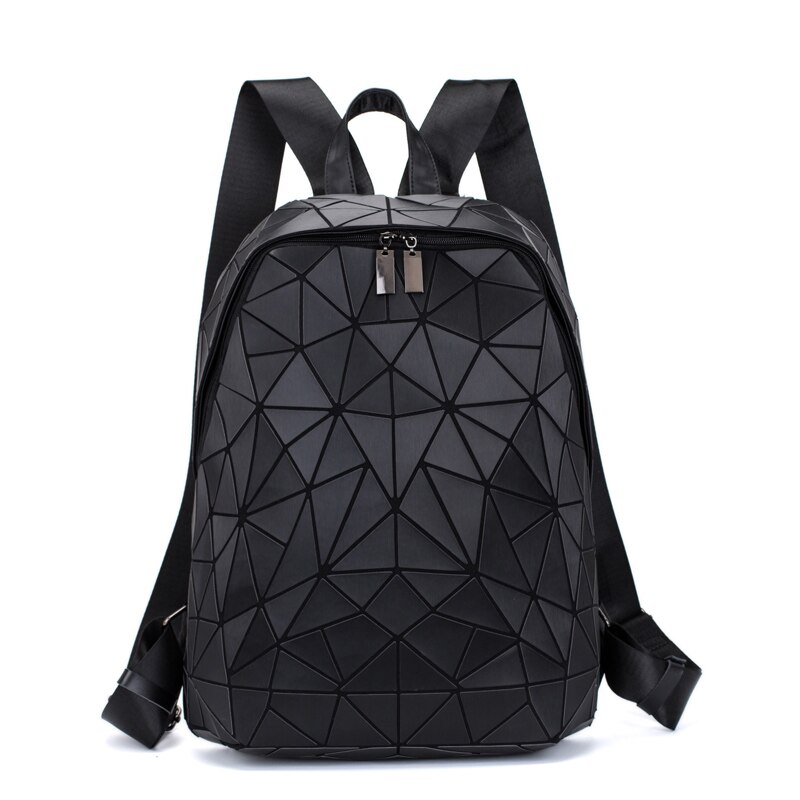 Frauen Hologramm Rucksack Schule matt Geometrische Rucksäcke Mädchen Reisen Schulter Taschen Für Frauen Totes Luxus Schulter Tasche Silber: Schwarz