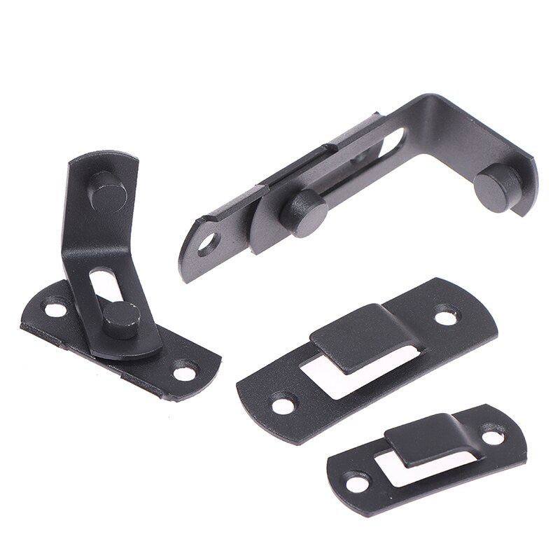 1set T Stainless Steel Metal Hook Latch Lock Texture Country Rustic Right Angle Sliding Door Buckle