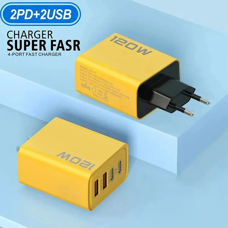 4-poorts USB C PD-oplader Snel opladen 3.0 Type C USB-telefoonoplader Muurreizen Snellaadadapter voor mobiele telefoon US EU-stekker