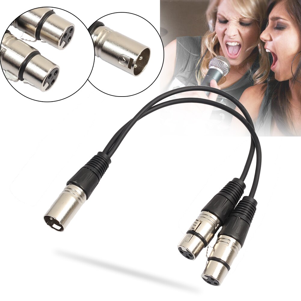 PVC Material XLR 3 Pin Male to 2 XLR Female Connector Microphone Extension Cable Cord S Microphone Cable for Studio Recording